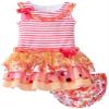 Bonnie Baby Baby Girls 3M-24M Fuchsia/Orange Stripe Knit to Sparkle Tier Skirt (6-9 Months, Fuchsia) view 1