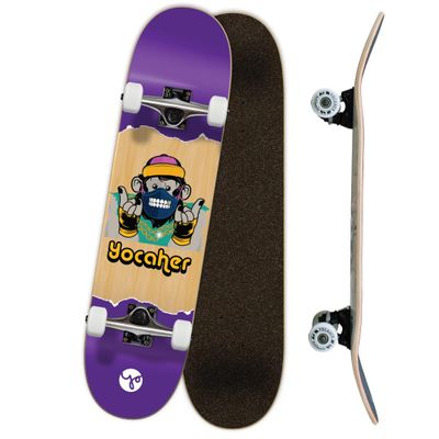 Yocaher Punked Complete Skateboards 7.75" or Mini Cruiser or Micro Cruiser Shapes - Pika and Chimp Series (Complete -06-7.75" Chimp Speak No Evil)