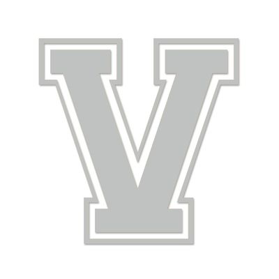 Applicable Pun Varsity Letter V - Vinyl Decal for Outdoor Use on Cars, ATV, Boats, Windows and More - Light Grey 5 Inches Tall