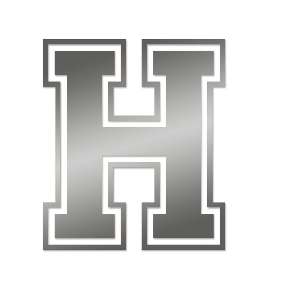 Applicable Pun Varsity Letter H - Vinyl Decal for Outdoor Use on Cars, ATV, Boats, Windows and More - Silver 4 Inches Tall