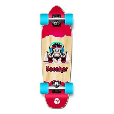 Yocaher Longboard Complete Mini Cruiser 27" x 8" w/Premium Black Grip Tape, Heavy Duty Aluminum Alloy Truck, 62mm Wheels, ABEC -9 Bearings -Red Chimp - Hear No Evil