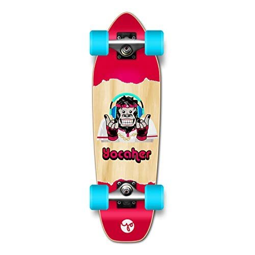 Yocaher Longboard Complete Mini Cruiser 27" x 8" w/Premium Black Grip Tape, Heavy Duty Aluminum Alloy Truck, 62mm Wheels, ABEC -9 Bearings -Red Chimp - Hear No Evil