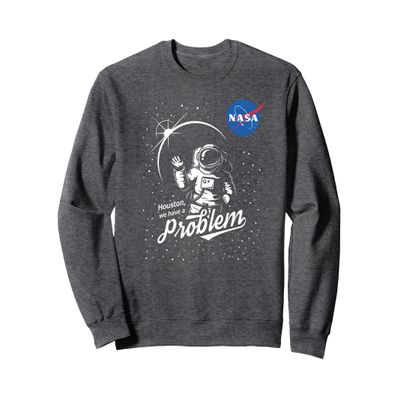Major Future NASA Space Clothing Houston We Have A Problem NASA Insignia Sweatshirt - Unisex Kids - Black - Small - Classic - Space - Birthday - Crew Neck - Long Sleeve - Machine Wash