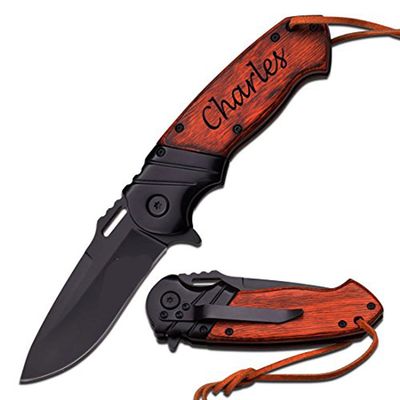GIFTS INFINITY Customized Engraved Pocket Folding Knife - Groomsmen Wedding Party Monogrammed