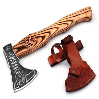 Bend D- Custom Handmade Stainless Steel Hatchet Viking Axe, Art - Ash Solid Wood Handle