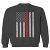 0059. American Flag Thin Red Line Firefighter Support Fireman Patriotic Style Men's Crewneck Sweatshirt (Characol X-Large) view 1