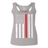 0059. American Flag Thin Red Line Firefighter Support Fireman Patriotic Style Women's Tank Top Racerback (Light Gray Medium)