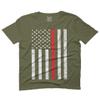0059. American Flag Thin Red Line Firefighter Support Fireman Patriotic Style for Men T Shirt (Olive Green, 2X-Large)