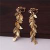 GRACE JUN Handmade Multi-layer Leaf Clip on Earrings for Women Cuff Earings Luxury Jewelry (711 Gold clip-on) view 3
