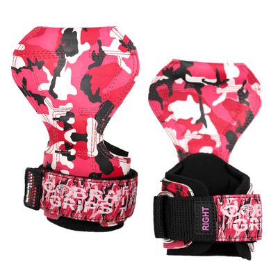 Cobra Grips PRO Weight Lifting Gloves Heavy Duty Straps Alternative Power Lifting Hooks Best for Deadlifts Adjustable Neoprene Padded Wrist Wraps Support Bodybuilding (FIT Pink CAMO Rubber)