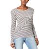 Maison Jules Womens Ruffled Stretch Knit Thermal Top B/W XL view 1