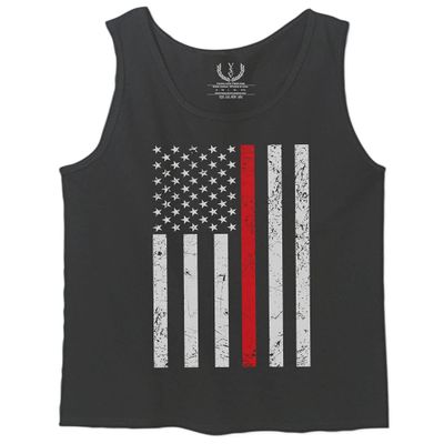 0059. American Flag Thin Red Line Firefighter Support Fireman Patriotic Style Men's Tank Top (Charcoal, X-Large)