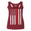0059. American Flag Thin Red Line Firefighter Support Fireman Patriotic Style Women's Tank Top Racerback (Maroon, Small)