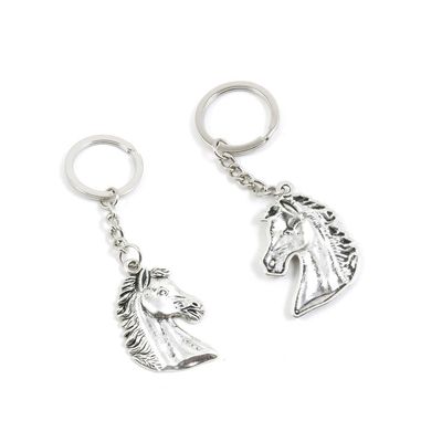 10 PCS Antique Silver Tone Keychain Keyring Door Car Key Chains Rings Tags N4WG5 Horse Head