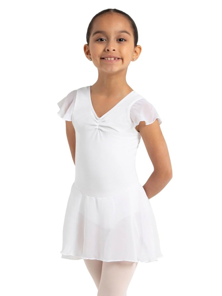 Capezio Big Girl's Flutter Sleeve Dress Dress, White, Medium