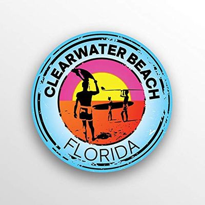 2-Pack Clearwater Beach Florida Decal Sticker |3-Inch Round | Premium Quality Vinyl Sticker | UV Protective Laminate | PD1490