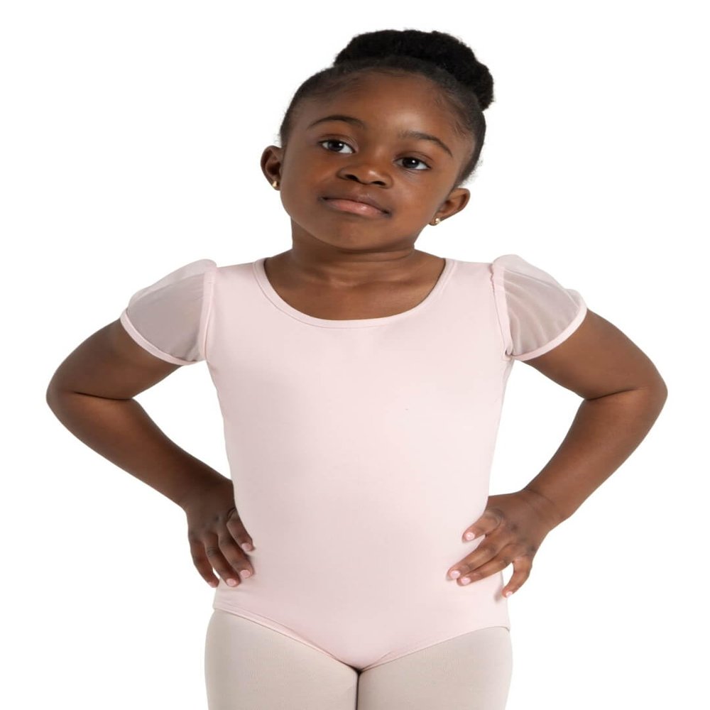 Capezio Big Girl's Puff Sleeve Keyhole Back Leotard Pants, Pink, Medium