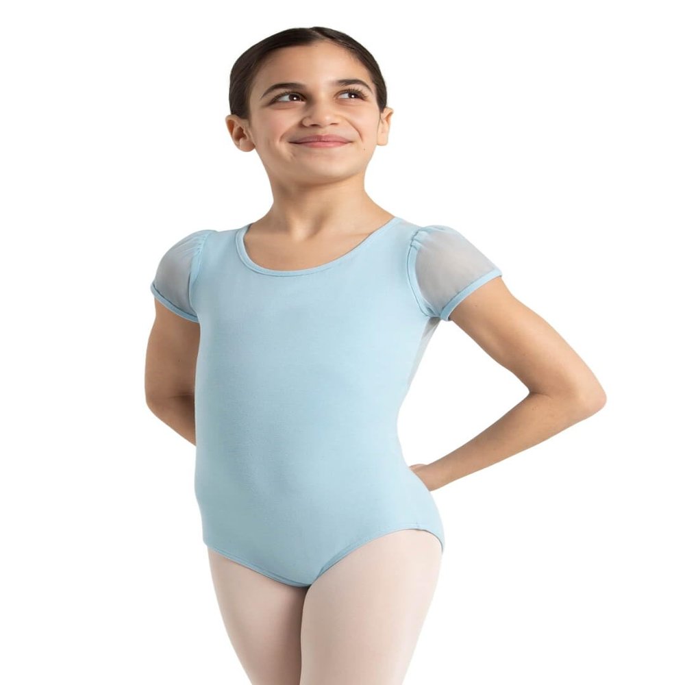 Capezio Puff Sleeve Keyhole Back Leotard - Girls, Light Blue, Medium