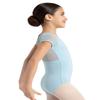 Capezio Puff Sleeve Keyhole Back Leotard - Girls, Light Blue, Medium view 2