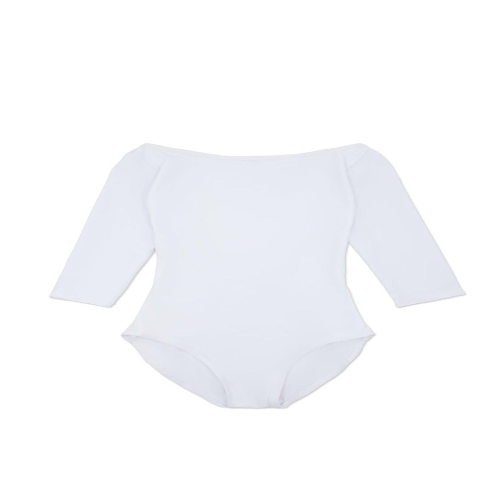 Capezio Boatneck 3/4 Sleeve Leotard, White, X-Large