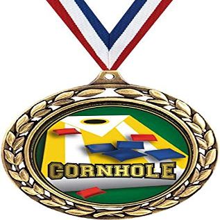 Crown Awards Cornhole Medals - 2.75" Gold Cornhole Medal Perfect for Field Games, Field Day, Family Reunions, BBQ, Tailgating 100 Pack
