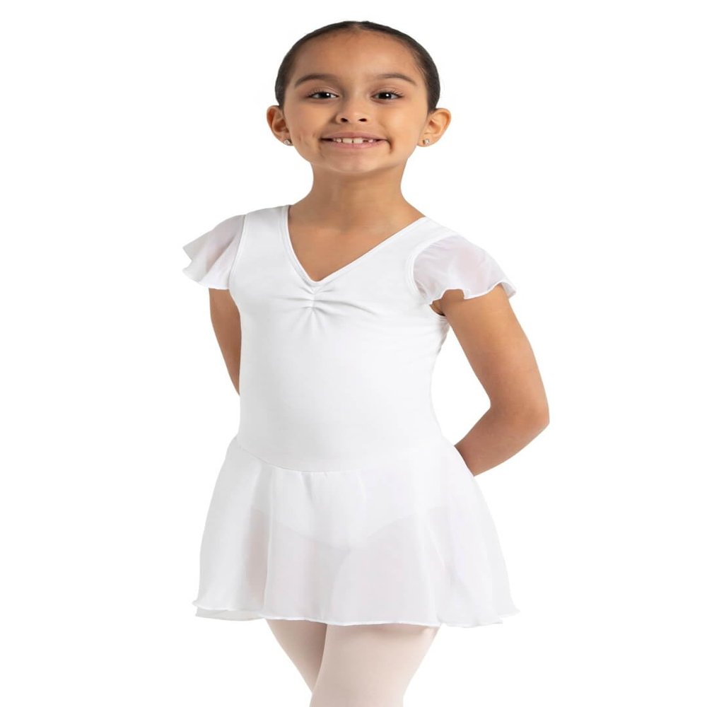 Capezio Big Girl's Flutter Sleeve Dress Dress, White, Large