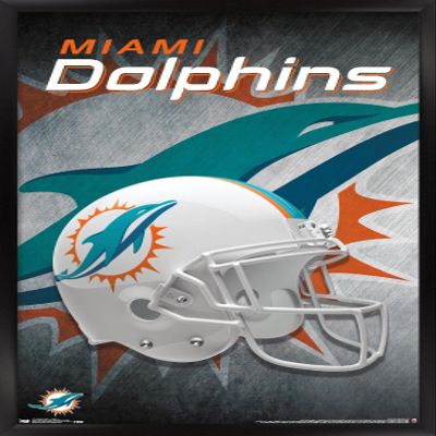 Trends International NFL Miami Dolphins - Helmet 18 Wall Poster, 22.375" x 34", Black Framed Version
