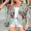 Kimonos for Women Floral Print Puff Sleeve Swimwear Cute Summer Tops(Mint,S) view 2