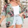 Kimonos for Women Floral Print Puff Sleeve Swimwear Cute Summer Tops(Mint,S) view 3