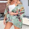Kimonos for Women Floral Print Puff Sleeve Swimwear Cute Summer Tops(Mint,S) view 4