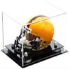 Better Display Cases Clear Acrylic Mini - Miniature Football Helmet (not Full Size) Display Case with White Risers and Black Base (A003-WR) view 1