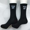 MUST ROSE SPORTS AND HOMEWEAR FUCK OFF Swear Word Curse Printed Stockings Crew Socks Funny Men Tube Socks (one size, Black Fuck Off) view 3