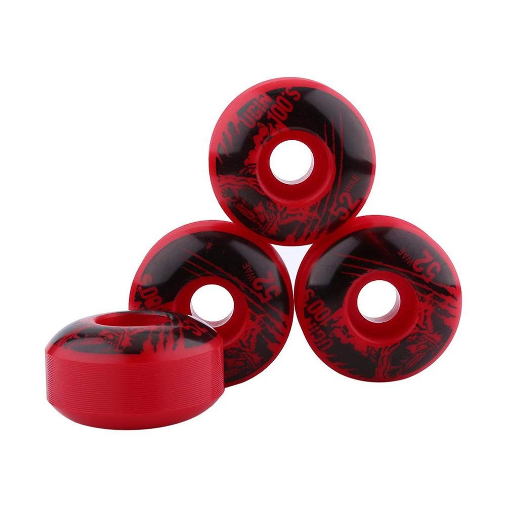 Alomejor 4 Pcs/se Skateboard Wheels Outdoor 52mm x 30mm PU Cruiser Longboard Skateboard Replacement Wheel Set(Red)