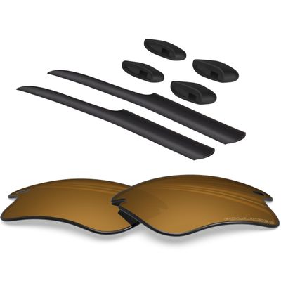 BLAZERBUCK Anti-salt Polarized Replacement Lenses & Sock Kit for Oakley Fast Jacket XL OO9156/Fast Jacket XL Asian Fit OO9163 - Pearl Gold