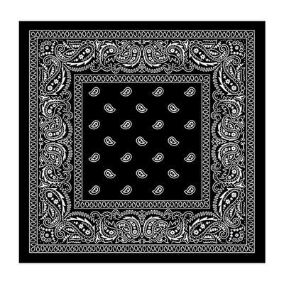 Trimming Shop Black Cotton Unisex Paisley Bandana, Lightweight, Breathable and Durable for Handkerchiefs, Headband, Riding, Outdoors, Wristband, Parties, 54cm
