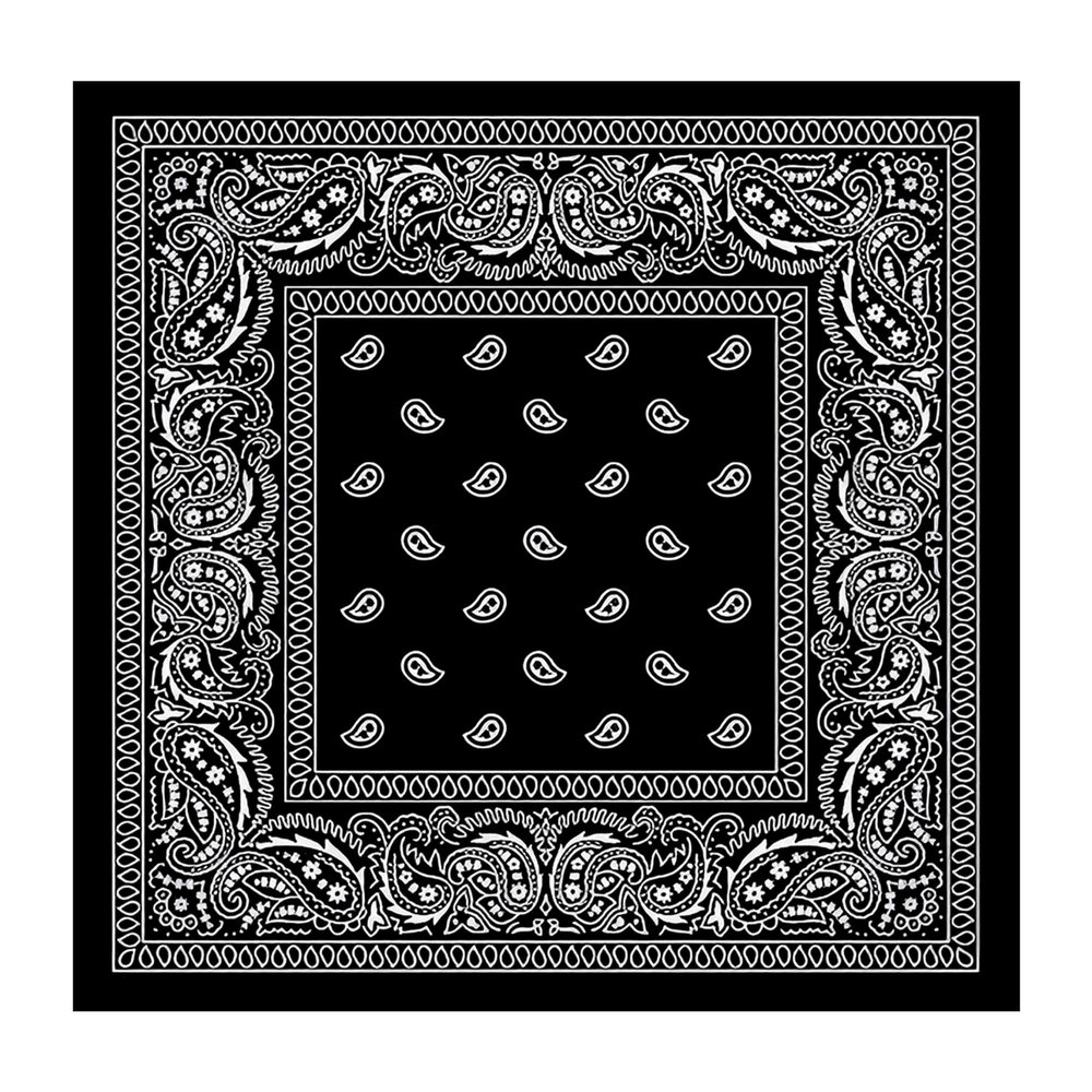 Trimming Shop Black Cotton Unisex Paisley Bandana, Lightweight, Breathable and Durable for Handkerchiefs, Headband, Riding, Outdoors, Wristband, Parties, 54cm