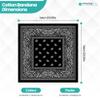 Trimming Shop Black Cotton Unisex Paisley Bandana, Lightweight, Breathable and Durable for Handkerchiefs, Headband, Riding, Outdoors, Wristband, Parties, 54cm view 2