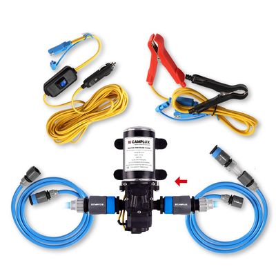 CAMPLUX 12V Water Pump Kit, 1.6 GPM 65 PSI High Pressure Pump for Caravan RV Boat Gas Hot Water System