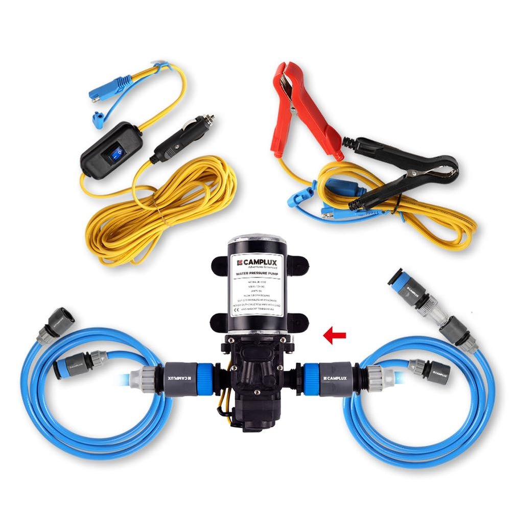 CAMPLUX 12V Water Pump Kit, 1.6 GPM 65 PSI High Pressure Pump for Caravan RV Boat Gas Hot Water System