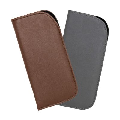 2 Pack Slip In Eyeglass Case Soft Faux Leather Fits Small to Medium Glasses, Men
