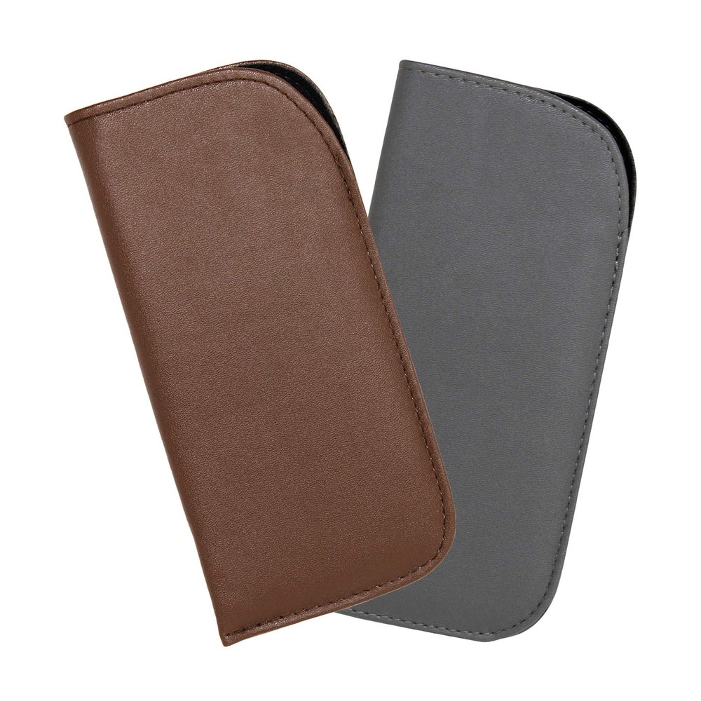 2 Pack Slip In Eyeglass Case Soft Faux Leather Fits Small to Medium Glasses, Men