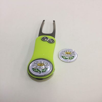 J&M Golf Pitchfix Hybrid 2.0 Switchblade Divot Tool -2 Crystal Daisy Markers