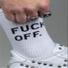 MUST ROSE SPORTS AND HOMEWEAR FUCK OFF Swear Word Curse Printed Stockings Crew Socks Funny Men Tube Socks (one size, White Fuck Off 3#) view 2
