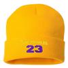 Go All Out One Size Gold Cuffed Los Angeles 23 Embroidered Cuffed Knit Beanie Cap view 1