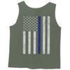 0084. American Flag Thin Blue Line Police Lives Matter Support Patriotic NY Sheriff Men's Fitted Tank Top (Olive, X-Large) view 3