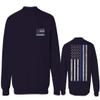 0084. American Flag Thin Blue Line Police Lives Matter Support Patriotic NY Sheriff Men's Crewneck Sweatshirt (Navy Small) view 1