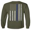 0084. American Flag Thin Blue Line Police Lives Matter Support Patriotic NY Sheriff Men's Long Sleeve t Shirt (Olive, X-Large) view 3