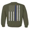 0084. American Flag Thin Blue Line Police Lives Matter Support Patriotic NY Sheriff Men's Crewneck Sweatshirt (Olive, X-Large) view 3