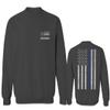 0084. American Flag Thin Blue Line Police Lives Matter Support Patriotic NY Sheriff Men's Crewneck Sweatshirt (Characol Medium) view 1