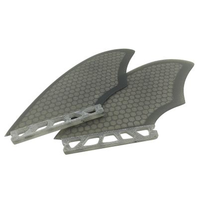 UPSURF Fiberglass Honeycomb Keel fin Twin Keel Fin K2 Black/White surboard fin (Black Single tab)